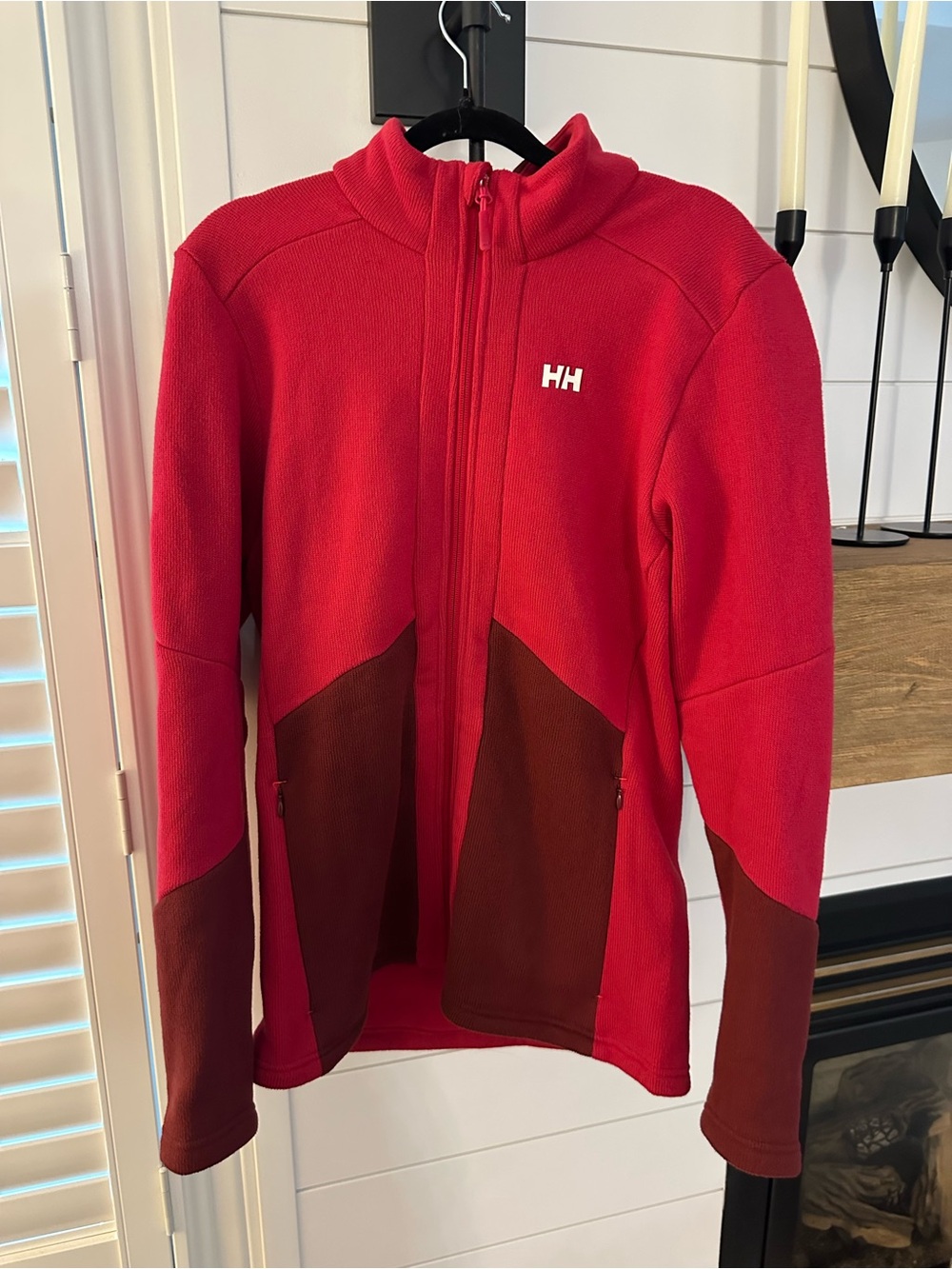 Helly Hansen Red and Brown Women's Full-Zip Fleece Jacket